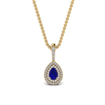 Pear Shaped Double Halo Pendant