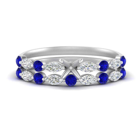 Round And Marquise Bridal Semi Mount Wedding Set