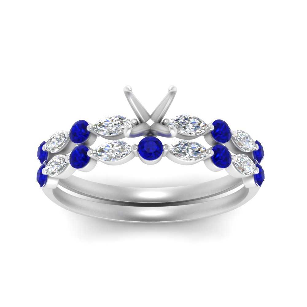 Round And Marquise Bridal Semi Mount Wedding Set