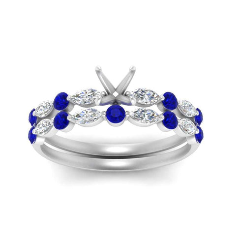 Round And Marquise Bridal Semi Mount Wedding Set