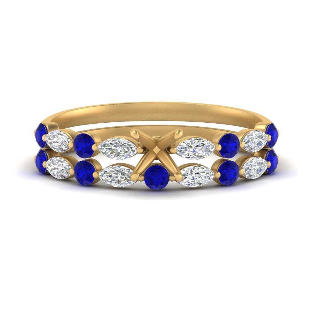 Round And Marquise Bridal Semi Mount Wedding Set