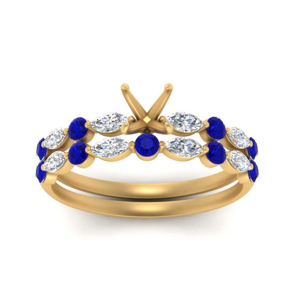 Round And Marquise Bridal Semi Mount Wedding Set