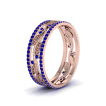 Load image into Gallery viewer, sapphire-wide-eternity-leaf-band-in-rose-gold-FDEWB8344BGSABL-NL-RG-GS
