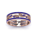 Load image into Gallery viewer, sapphire-wide-eternity-leaf-band-in-rose-gold-FDEWB8344BGSABL-NL-RG-GS
