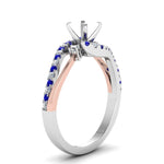 Load image into Gallery viewer, semi-mount-2-tone-3-stone-diamond-swirl-engagement-ring-with-blue-sapphire-in-FDO50895SMRGSABL-NL-WG