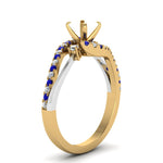 Load image into Gallery viewer, semi-mount-2-tone-3-stone-diamond-swirl-engagement-ring-with-blue-sapphire-in-FDO50895SMRGSABL-NL-YG