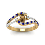 Load image into Gallery viewer, semi-mount-2-tone-3-stone-diamond-swirl-engagement-ring-with-blue-sapphire-in-FDO50895SMRGSABL-NL-YG