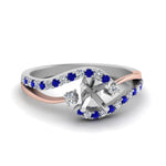 Load image into Gallery viewer, semi-mount-2-tone-3-stone-diamond-swirl-engagement-ring-with-blue-sapphire-in-950-Platinum-FDO50895SMRGSABL-NL-WG