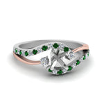 Load image into Gallery viewer, semi-mount-2-tone-3-stone-diamond-swirl-engagement-ring-with-emerald-in-FDO50895SMRGEMGR-NL-WG