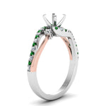 Load image into Gallery viewer, semi-mount-2-tone-3-stone-diamond-swirl-engagement-ring-with-emerald-in-FDO50895SMRGEMGR-NL-WG