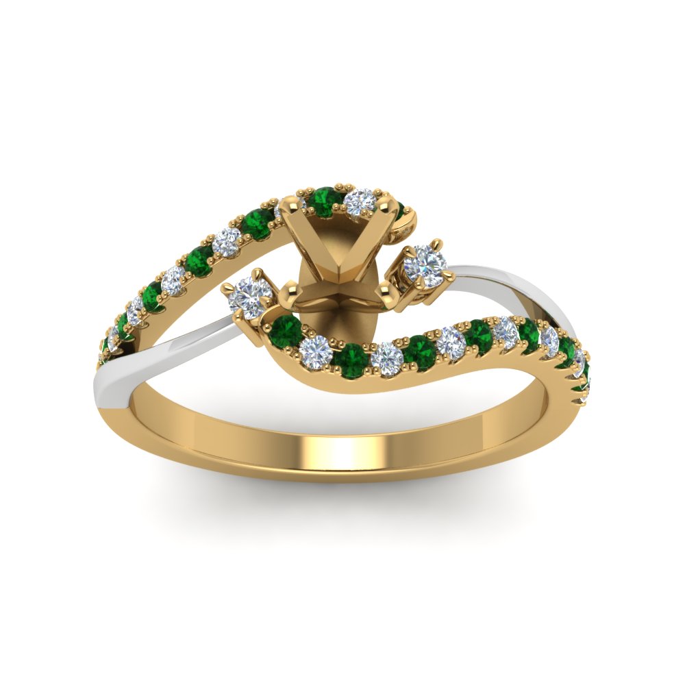 semi-mount-2-tone-3-stone-diamond-swirl-engagement-ring-with-emerald-in-FDO50895SMRGEMGR-NL-YG