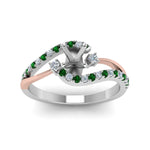 Load image into Gallery viewer, semi-mount-2-tone-3-stone-diamond-swirl-engagement-ring-with-emerald-in-950-Platinum-FDO50895SMRGEMGR-NL-WG