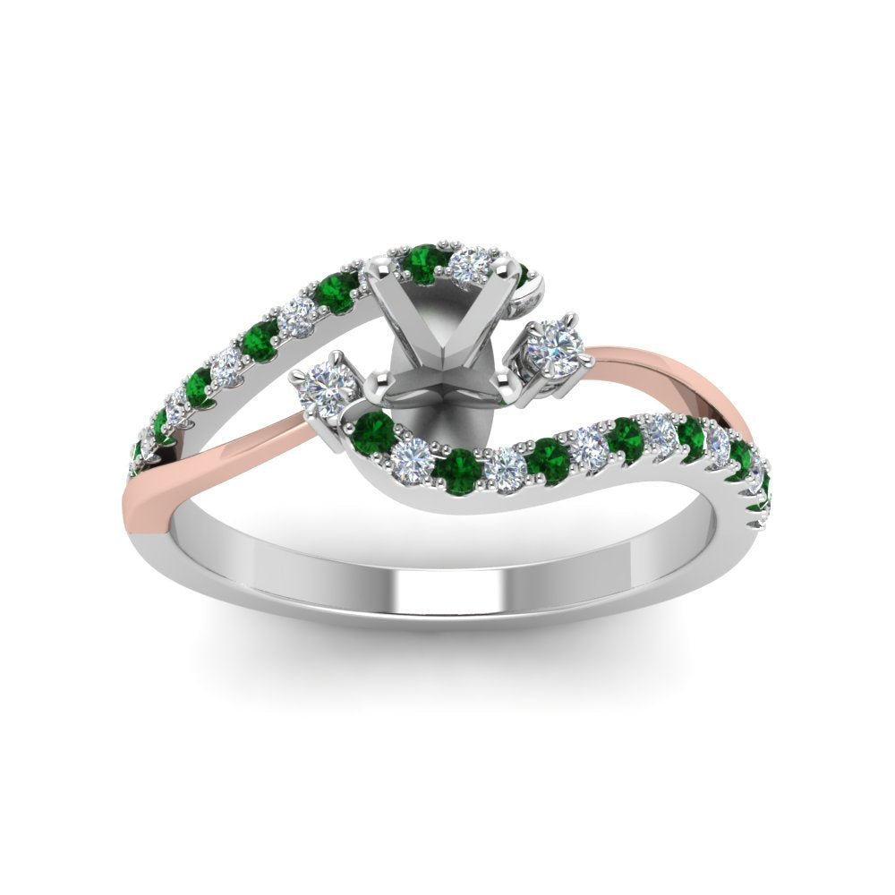 semi-mount-2-tone-3-stone-diamond-swirl-engagement-ring-with-emerald-in-950-Platinum-FDO50895SMRGEMGR-NL-WG