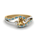Load image into Gallery viewer, semi-mount-2-tone-3-stone-diamond-swirl-engagement-ring-with-ice-blue-topaz-in-FDO50895SMRGICBLTO-NL-YG