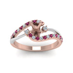 Load image into Gallery viewer, semi-mount-2-tone-3-stone-diamond-swirl-engagement-ring-with-pink-sapphire-in-FDO50895SMRGSADRPI-NL-RG