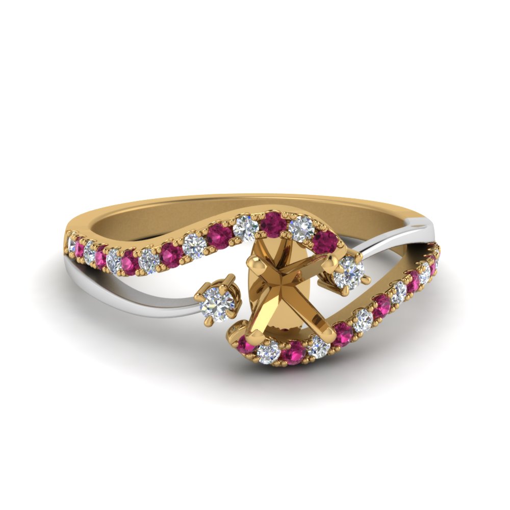 semi-mount-2-tone-3-stone-diamond-swirl-engagement-ring-with-pink-sapphire-in-FDO50895SMRGSADRPI-NL-YG