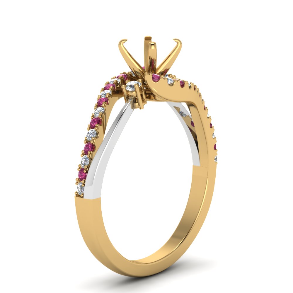 semi-mount-2-tone-3-stone-diamond-swirl-engagement-ring-with-pink-sapphire-in-FDO50895SMRGSADRPI-NL-YG