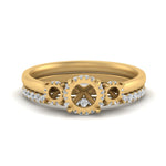 Load image into Gallery viewer, semi-mount-3-stone-hidden-halo-diamond-ring-with-wedding-band-in-FDENS3179SMRANGLE3-NL-YG
