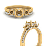 Load image into Gallery viewer, semi-mount-3-stone-hidden-halo-diamond-ring-with-wedding-band-in-FDENS3179SMRANGLE3-NL-YG
