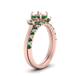 Load image into Gallery viewer, semi-mount-3-stone-hidden-halo-emerald-ring-with-wedding-band-in-FDENS3179SMRGEMGRANGLE3-NL-RG

