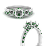 Load image into Gallery viewer, semi-mount-3-stone-hidden-halo-emerald-ring-with-wedding-band-in-FDENS3179SMRGEMGRANGLE3-NL-WG
