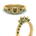 Load image into Gallery viewer, semi-mount-3-stone-hidden-halo-emerald-ring-with-wedding-band-in-FDENS3179SMRGEMGRANGLE3-NL-YG
