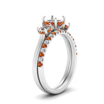 Load image into Gallery viewer, semi-mount-3-stone-hidden-halo-orange-sapphire-ring-with-wedding-band-in-FDENS3179SMRGSAORANGLE3-NL-WG
