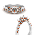 Load image into Gallery viewer, semi-mount-3-stone-hidden-halo-orange-sapphire-ring-with-wedding-band-in-FDENS3179SMRGSAORANGLE3-NL-WG
