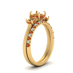 Load image into Gallery viewer, semi-mount-3-stone-hidden-halo-orange-sapphire-ring-with-wedding-band-in-FDENS3179SMRGSAORANGLE3-NL-YG
