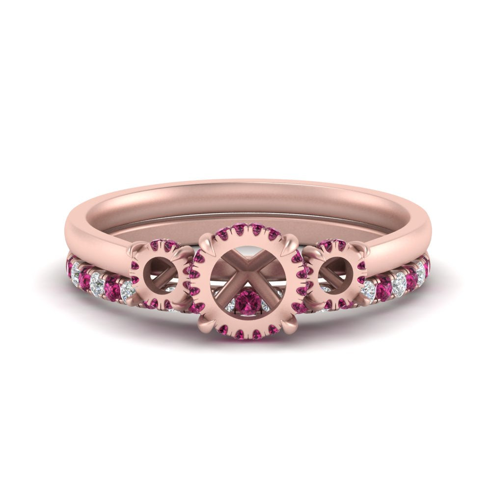 semi-mount-3-stone-hidden-halo-pink-sapphire-ring-with-wedding-band-in-FDENS3179SMRGSADRPIANGLE3-NL-RG