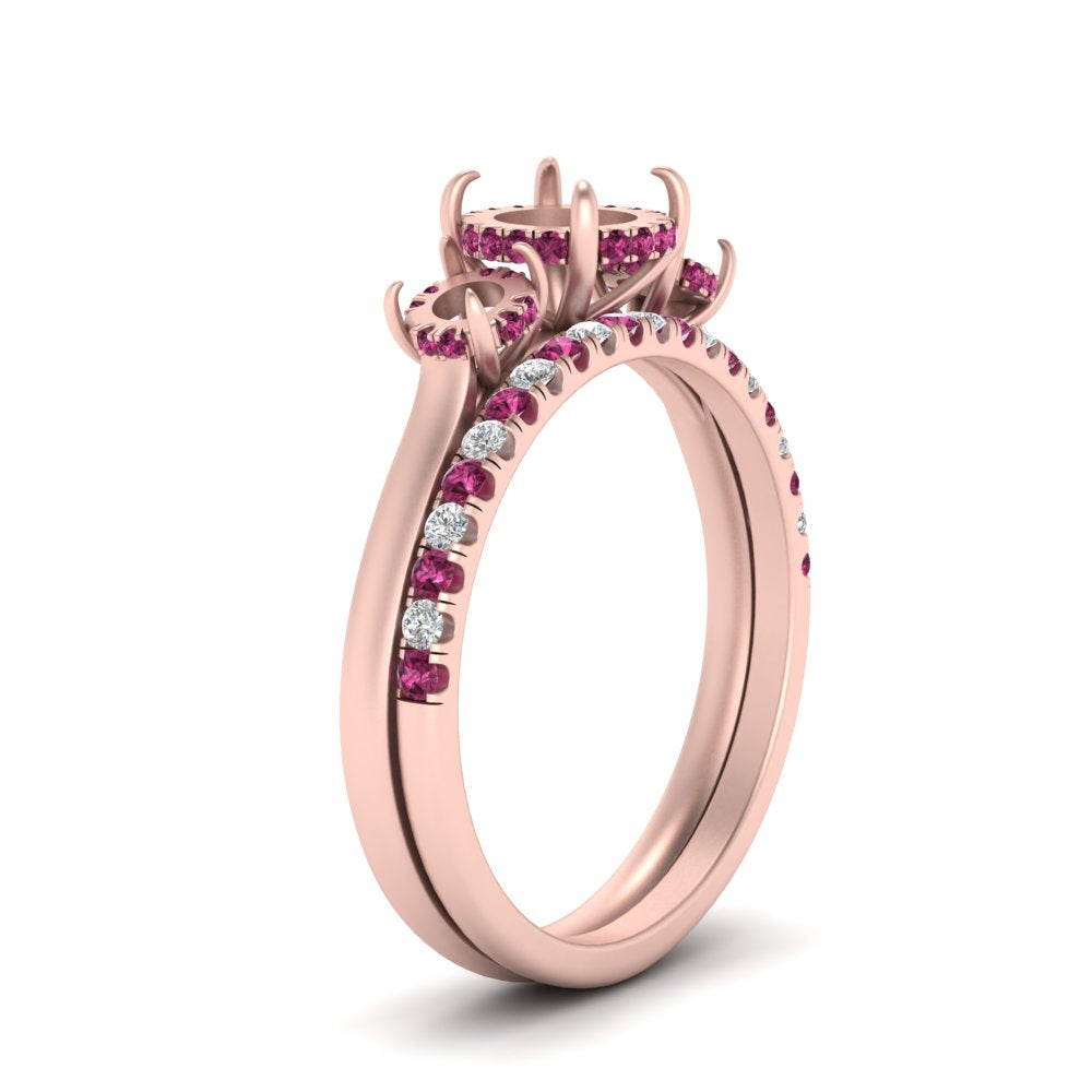 semi-mount-3-stone-hidden-halo-pink-sapphire-ring-with-wedding-band-in-FDENS3179SMRGSADRPIANGLE3-NL-RG