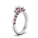 Load image into Gallery viewer, semi-mount-3-stone-hidden-halo-pink-sapphire-ring-with-wedding-band-in-FDENS3179SMRGSADRPIANGLE3-NL-WG
