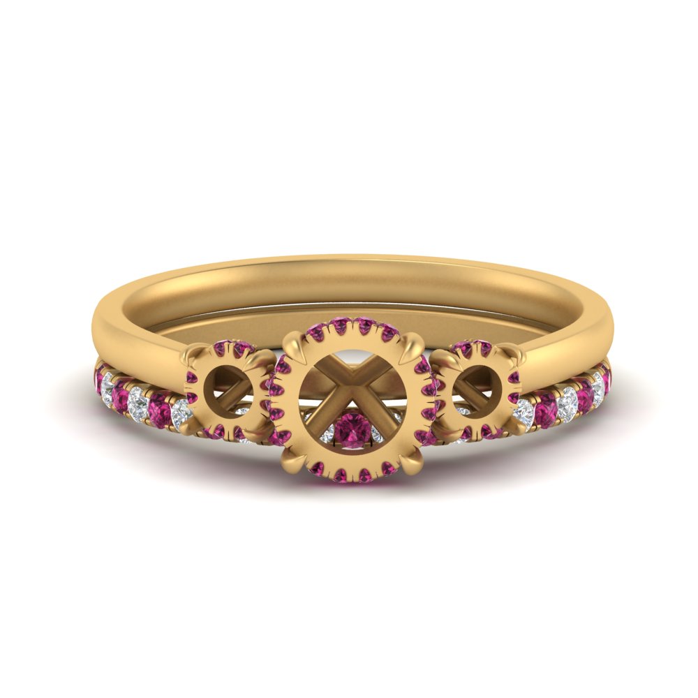 semi-mount-3-stone-hidden-halo-pink-sapphire-ring-with-wedding-band-in-FDENS3179SMRGSADRPIANGLE3-NL-YG