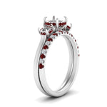 Load image into Gallery viewer, semi-mount-3-stone-hidden-halo-ruby-ring-with-wedding-band-in-FDENS3179SMRGRUDRANGLE3-NL-WG

