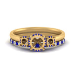 Load image into Gallery viewer, semi-mount-3-stone-hidden-halo-sapphire-ring-with-wedding-band-in-FDENS3179SMRGSABLANGLE3-NL-YG
