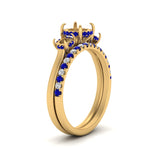 Load image into Gallery viewer, semi-mount-3-stone-hidden-halo-sapphire-ring-with-wedding-band-in-FDENS3179SMRGSABLANGLE3-NL-YG

