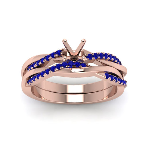semi-mount-Infinity-twist-diamond-matching-bridal-set-with-blue-sapphire-in-14K-rose-gold-FD8253SMGSABL-NL-RG