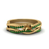 Load image into Gallery viewer, semi-mount-Infinity-twist-diamond-matching-bridal-set-with-emerald-in-14K-yellow-gold-FD8253SMGEMGR-NL-YG