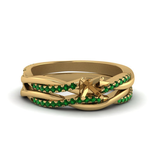 semi-mount-Infinity-twist-diamond-matching-bridal-set-with-emerald-in-14K-yellow-gold-FD8253SMGEMGR-NL-YG