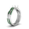 Load image into Gallery viewer, semi-mount-Infinity-twist-diamond-matching-bridal-set-with-emerald-in-14K-white-gold-FD8253SMGEMGR-NL-WG