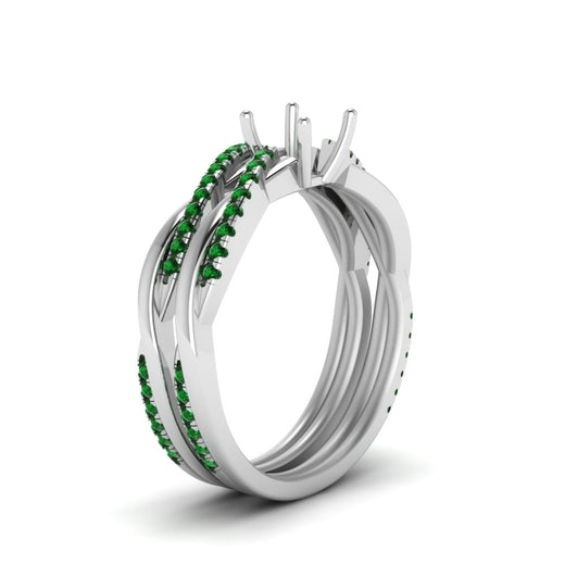 semi-mount-Infinity-twist-diamond-matching-bridal-set-with-emerald-in-14K-white-gold-FD8253SMGEMGR-NL-WG