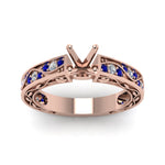 Load image into Gallery viewer, semi-mount-antique-filigree-diamond-ring-with-blue-sapphire-in-14K-rose-gold-FDENS3543SMRGSABLANGLE5-NL-RG

