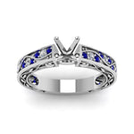 Load image into Gallery viewer, semi-mount-antique-filigree-diamond-ring-with-blue-sapphire-in-14K-white-gold-FDENS3543SMRGSABLANGLE5-NL-WG
