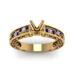 Load image into Gallery viewer, semi-mount-antique-filigree-diamond-ring-with-blue-sapphire-in-14K-yellow-gold-FDENS3543SMRGSABLANGLE5-NL-YG
