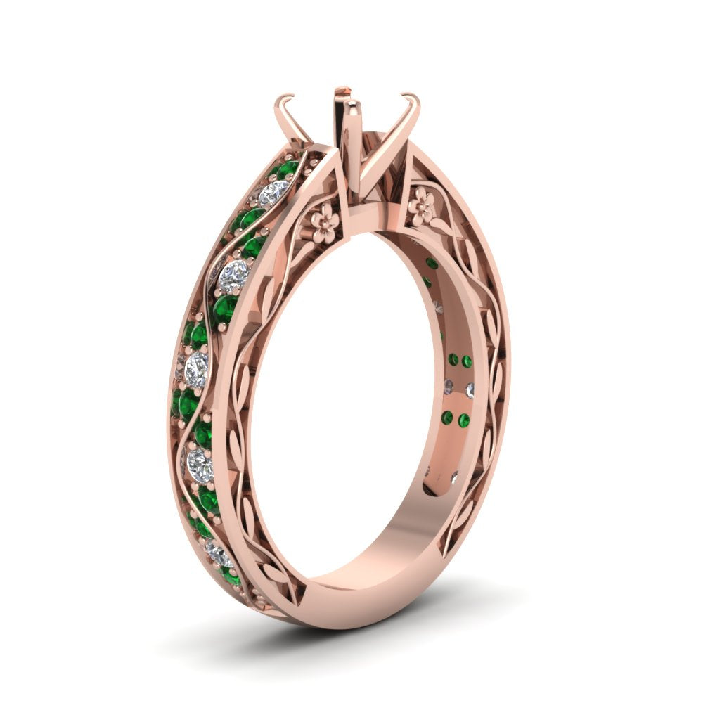 semi-mount-antique-filigree-diamond-ring-with-emerald-in-14K-rose-gold-FDENS3543SMRGEMGRANGLE2-NL-RG