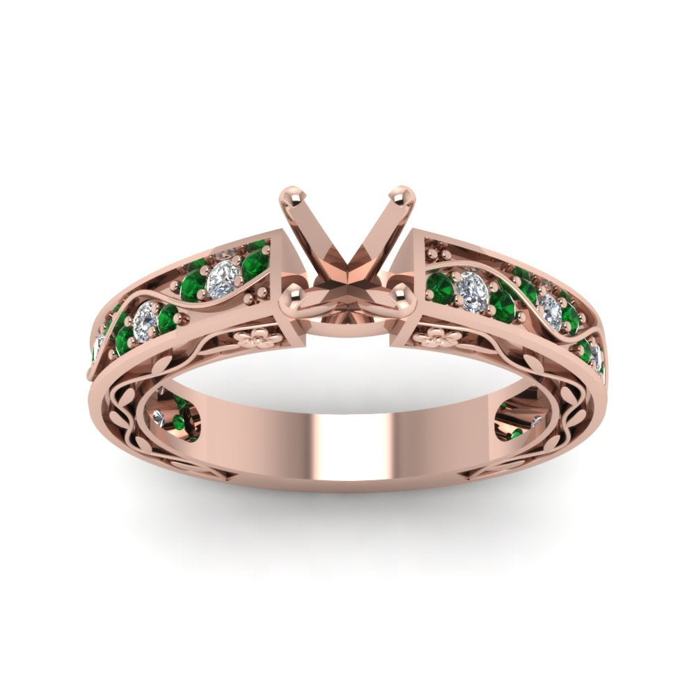 semi-mount-antique-filigree-diamond-ring-with-emerald-in-14K-rose-gold-FDENS3543SMRGEMGRANGLE5-NL-RG