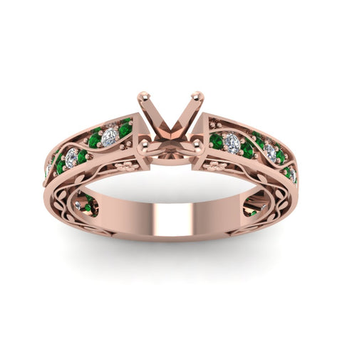 semi-mount-antique-filigree-diamond-ring-with-emerald-in-14K-rose-gold-FDENS3543SMRGEMGRANGLE5-NL-RG