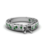 Load image into Gallery viewer, semi-mount-antique-filigree-diamond-ring-with-emerald-in-14K-white-gold-FDENS3543SMRGEMGR-NL-WG
