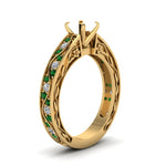 Load image into Gallery viewer, semi-mount-antique-filigree-diamond-ring-with-emerald-in-14K-yellow-gold-FDENS3543SMRGEMGRANGLE2-NL-YG
