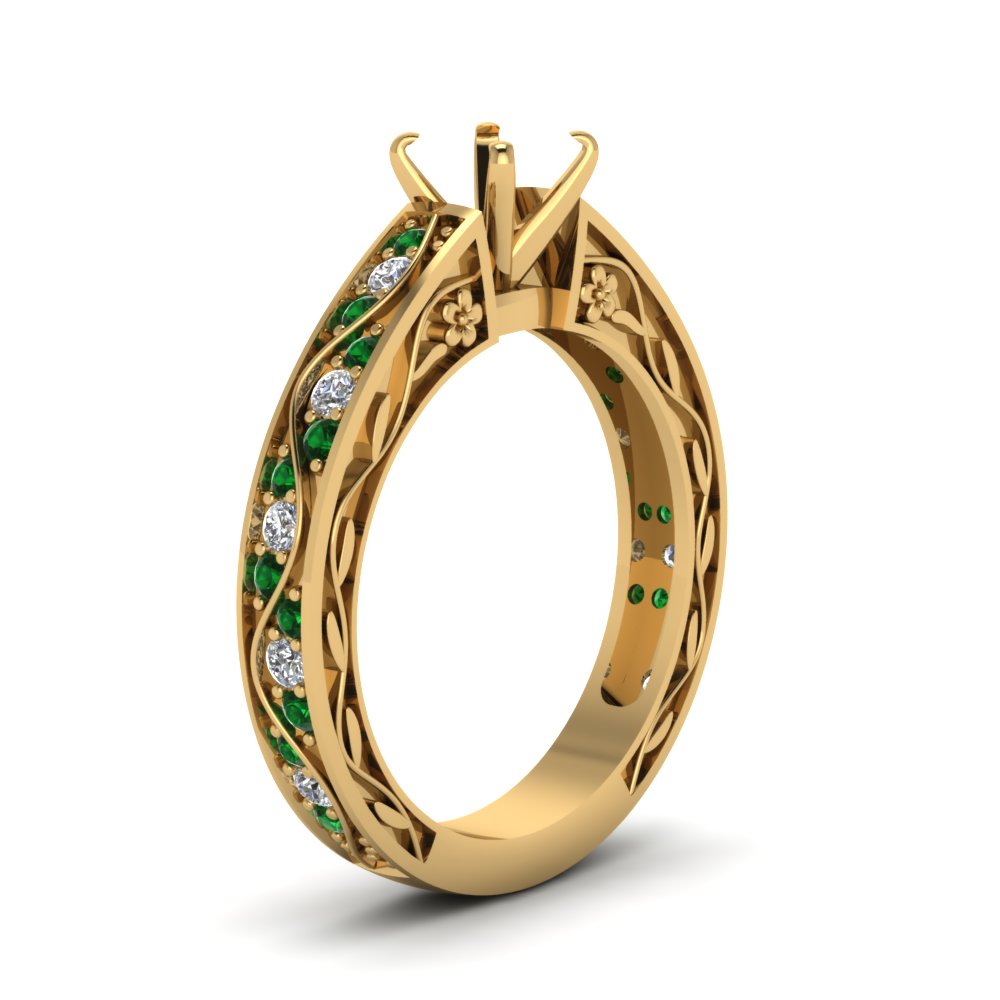 semi-mount-antique-filigree-diamond-ring-with-emerald-in-14K-yellow-gold-FDENS3543SMRGEMGRANGLE2-NL-YG